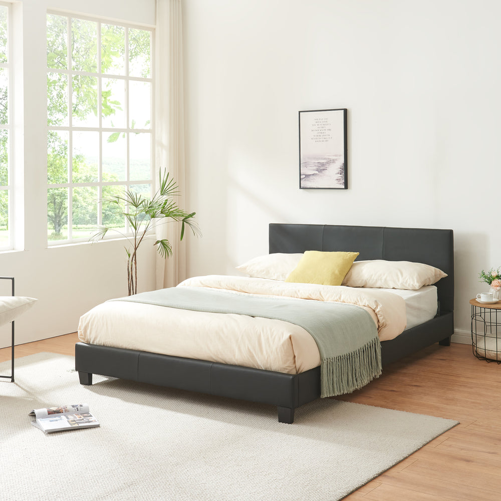 Kunstlederbett 140x200 cm Schwarz Corium - premiumXL