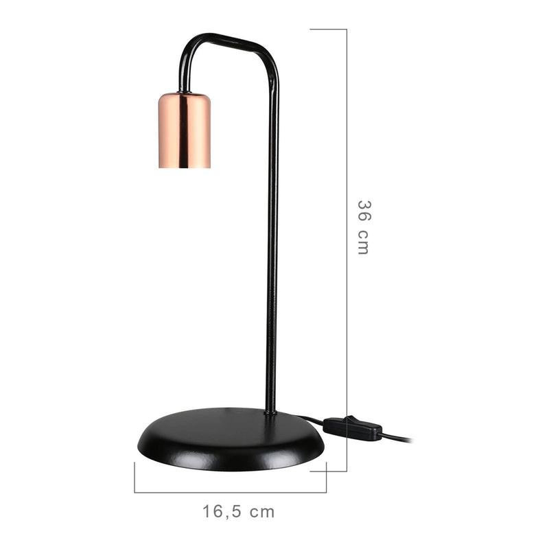 Szkic wymiarowy Lampa stołowa Lancaster E27 metalowa w różnych kolorach [lux.pro]