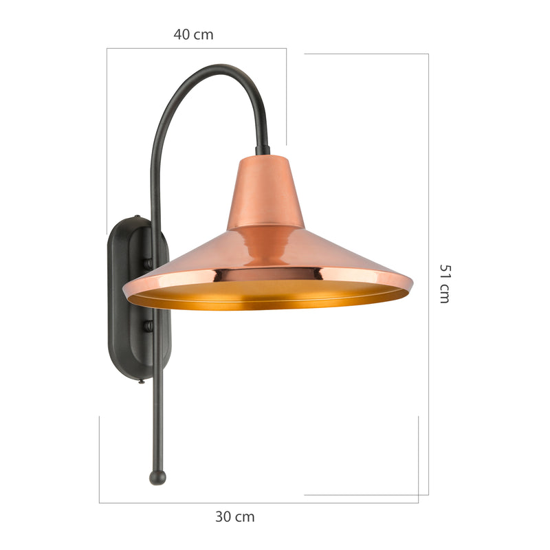 Szkic wymiarowy Lampa ścienna Kirkcaldy w różnych kolorach [lux.pro]