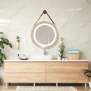 LED - Badspiegel Picerno mit Aufhängung Gold in versch. Größen [pro.tec] - premiumXL