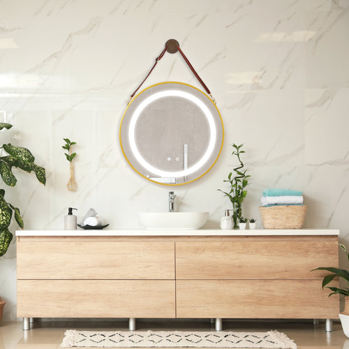 LED - Badspiegel Picerno mit Aufhängung Gold in versch. Größen [pro.tec] - premiumXL