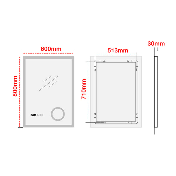 Lustro łazienkowe LED Lizzano białe w różnych rozmiarach. rozmiary [pro.tec]