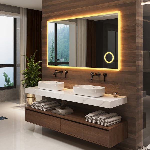 Białe lustro łazienkowe LED Racale w różnych rozmiarach rozmiary [pro.tec]