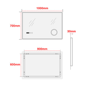 Białe lustro łazienkowe LED Racale w różnych rozmiarach rozmiary [pro.tec]