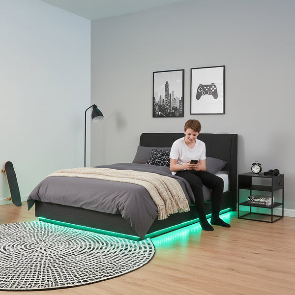 Łóżko tapicerowane LED Tröstiar [en.casa]