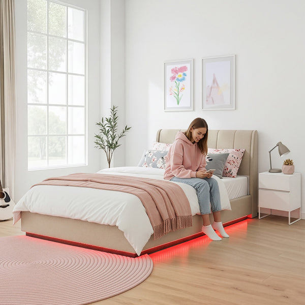 Łóżko tapicerowane LED Tröstiar [en.casa]