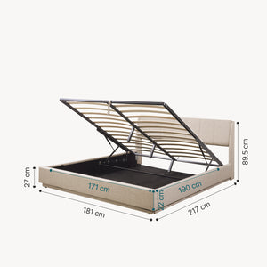 Łóżko tapicerowane LED Tröstiar z materacem [en.casa]