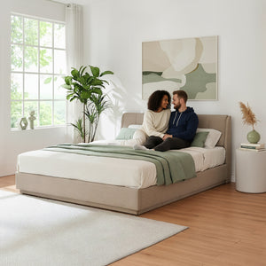 Łóżko tapicerowane LED Tröstiar z materacem [en.casa]