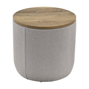 Stolik boczny Napier z miejscem do przechowywania okrągły szary/drewno kolory en.casa