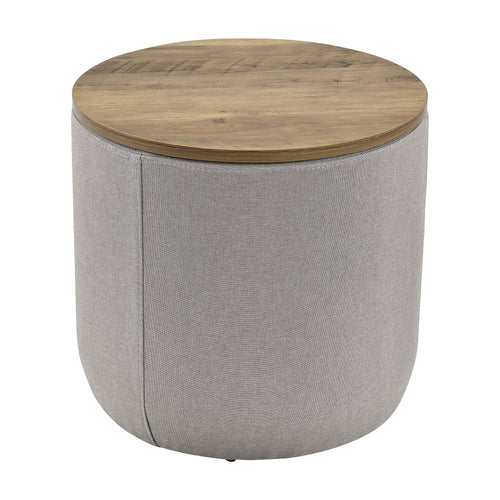 Stolik boczny Napier z miejscem do przechowywania okrągły szary/drewno kolory en.casa