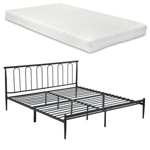Łóżko metalowe Tampere z materacem w różnych rozmiarach Czarny en.casa