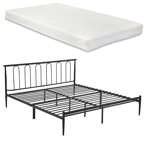 Łóżko metalowe Tampere z materacem w różnych rozmiarach Czarny en.casa