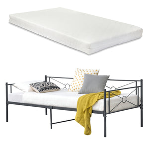 Łóżko metalowe Alvesta 90x200 cm z materacem z pianki zimnej, różne kolory en.casa