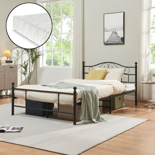 Metallbett Florenz 120x200 cm mit/ohne Kaltschaummatratze versch. Farben [en.casa] - premiumXL