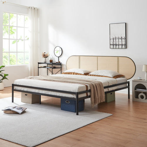 Metalowe łóżko Linköping z owalnym zagłówkiem [en.casa]