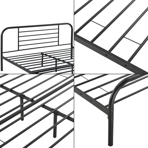Łóżko metalowe Atammik w różnych rozmiarach Czarny en.casa