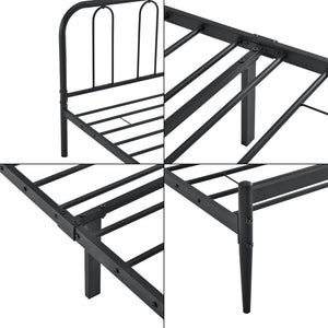 Łóżko metalowe Hanko w różnych rozmiarach Czarny en.casa