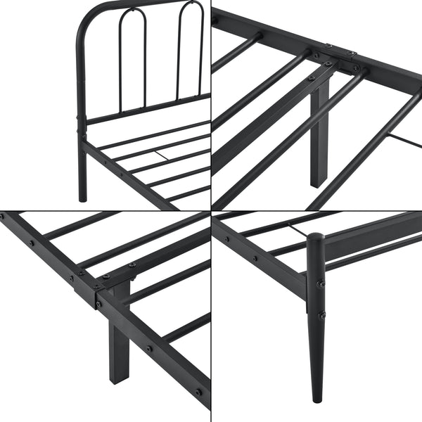 Łóżko metalowe Hanko w różnych rozmiarach Czarny en.casa