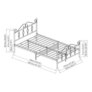 Łóżko metalowe Apolda do 300kg różne rozmiary Rozmiary Biały [en.casa]