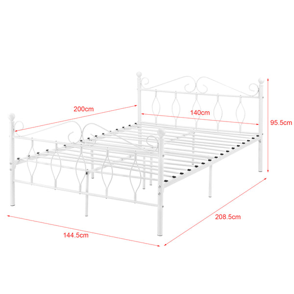 Łóżko metalowe Apolda do 300kg różne rozmiary Rozmiary Biały [en.casa]