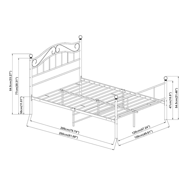Łóżko metalowe Florenz 120x200 cm z materacem z zimnej pianki lub bez w różnych kolorach kolory [en.casa]