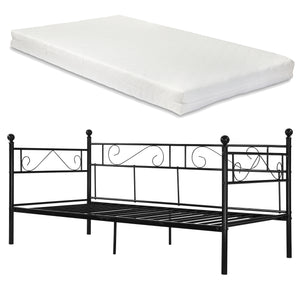 Łóżko metalowe Granada z materacem 90x200 cm stalowe [en.casa]