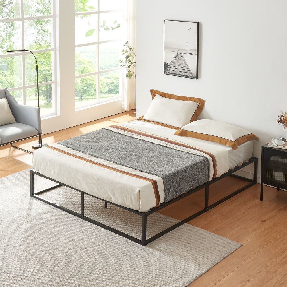 Metallbett Kreta mit Kaltschaummatratze Schwarz in versch. Größen [en.casa] - premiumXL