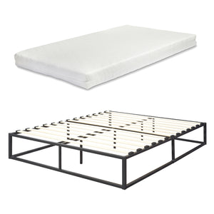 Łóżko metalowe Kreta z materacem z zimnej pianki czarne w różnych rozmiarach rozmiary [en.casa]