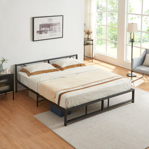Łóżko metalowe Meran z materacem stal czarna [en.casa]