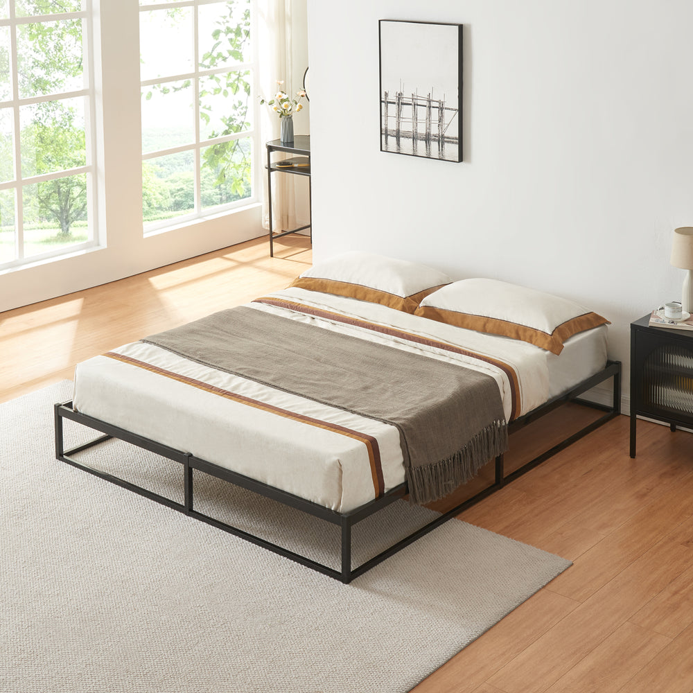 Łóżko metalowe Trerunta stal czarny [en.casa]