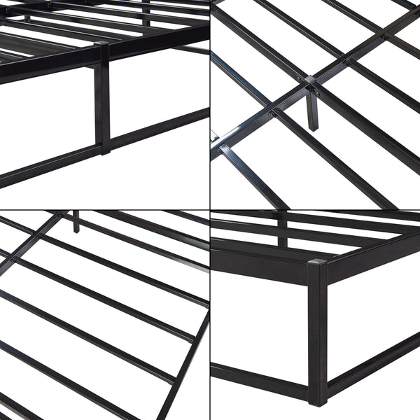 Łóżko metalowe Trerunta z materacem stalowe czarne [en.casa]