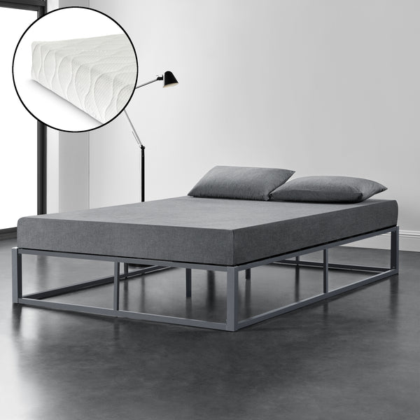 Łóżko metalowe Kreta z materacem z pianki zimnej w różnych kolorach i rozmiarach [en.casa]