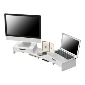 Stojak na monitor Marttila z 2 szufladami 60x22x11cm w różnych kolorach kolory [en.casa]