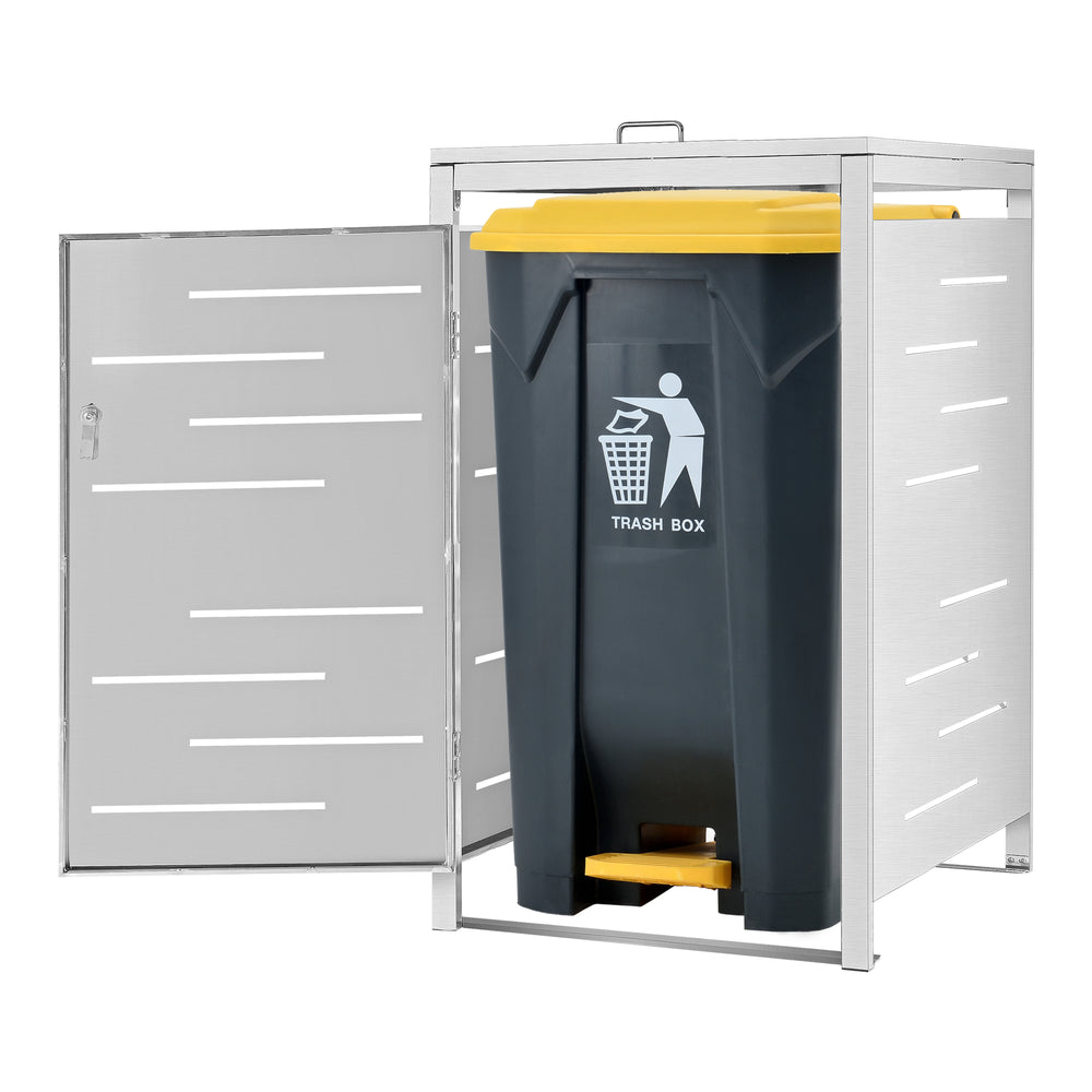 Mülltonnen Verkleidung Fahrenwalde für 1/2/3 Tonnen Edelstahl Silber [en.casa] - premiumXL