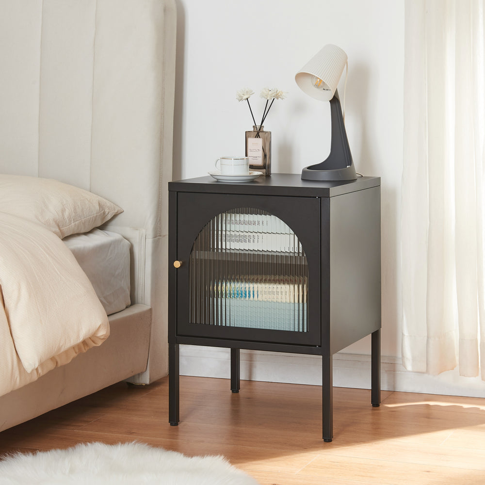 Nachtschrank Karlskrona 60x42,5x40 cm Schwarz, matt [en.casa] - premiumXL