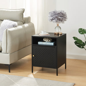 Nachtschrank Janakkala 55x40x40 cm Stahl Schwarz [en.casa] - premiumXL