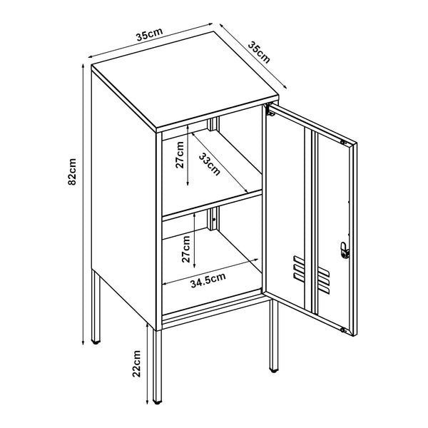 Szafka nocna Hausjärvi 82x35x35 cm Uchwyt drzwi lewy stalowy [en.casa]