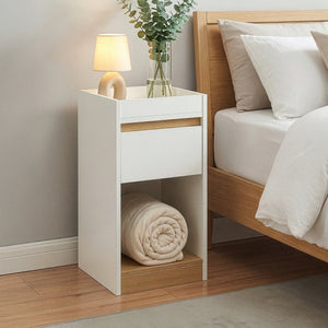 Stolik nocny Lure 55x30x35 cm biały/dąb [en.casa]