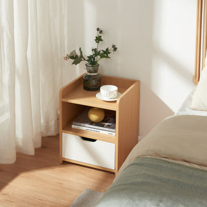 Stolik nocny Bordkak 45x36x34 cm dąb optyczny/biały [en.casa]