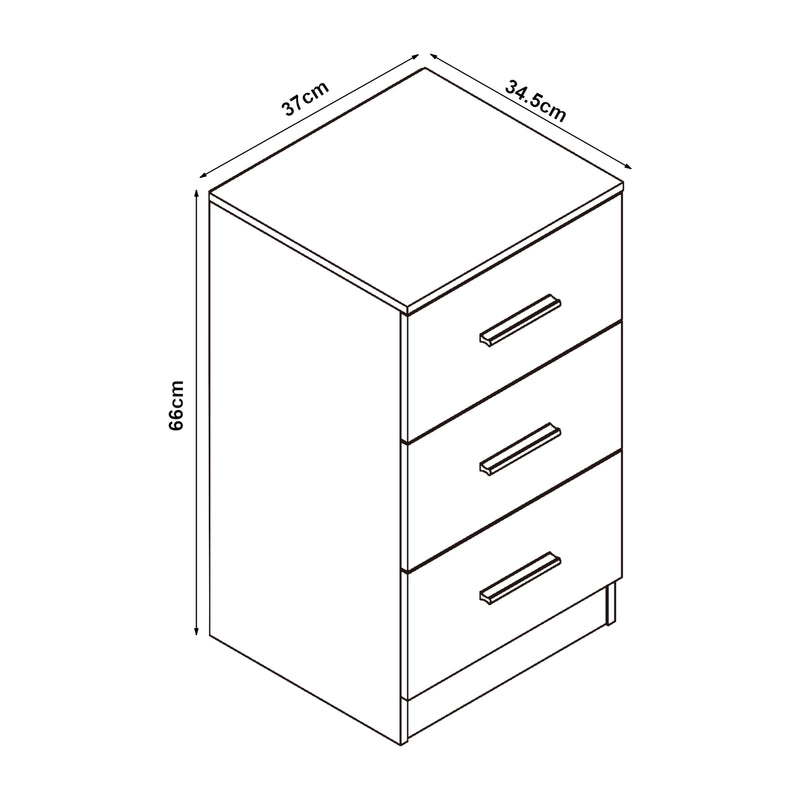 Szkic wymiarowy Szafka nocna Aurdal 66x37x345 cm [en.casa]