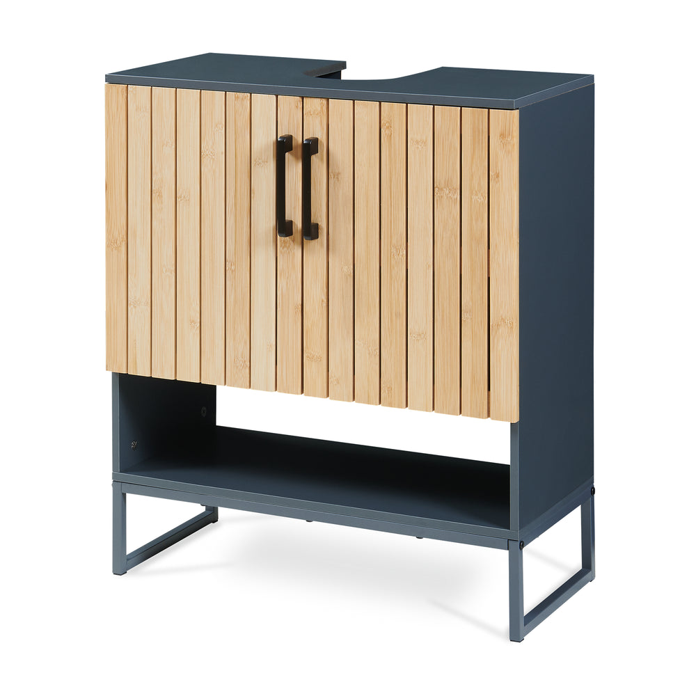 Szafka pod umywalkę Svanes 70x60x30 cm Ciemnoszary/Naturalny [en.casa]