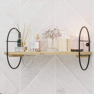 Półka ścienna Oulu z metalową ramą czarna/naturalna w różnych rozmiarach [en casa Rozmiary [en.casa]