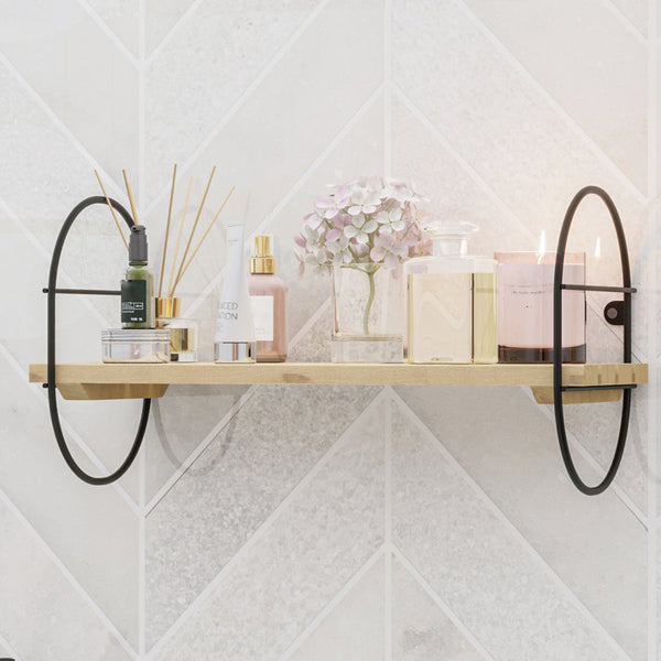 Półka ścienna Oulu z metalową ramą czarna/naturalna w różnych rozmiarach [en casa Rozmiary [en.casa]