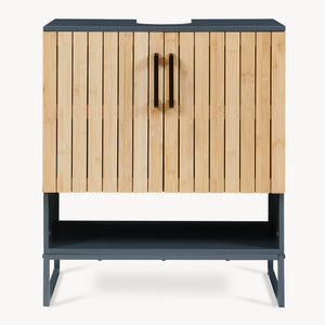 Szafka pod umywalkę 'Svanes' 70 x 60 x 30 cm front bambusowy stelaż metalowy ciemnoszary/naturalny