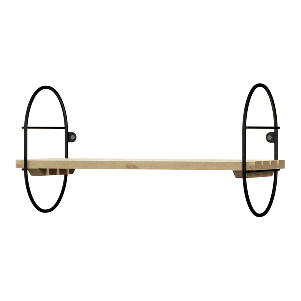 Półka ścienna Oulu z metalową ramą czarna/naturalna w różnych rozmiarach [en casa Rozmiary [en.casa]
