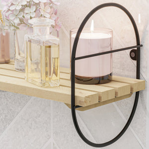 Półka ścienna Oulu z metalową ramą czarna/naturalna w różnych rozmiarach [en casa Rozmiary [en.casa]