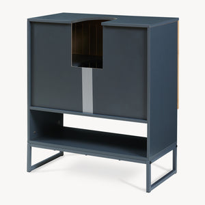 Szafka pod umywalkę 'Svanes' 70 x 60 x 30 cm front bambusowy stelaż metalowy ciemnoszary/naturalny