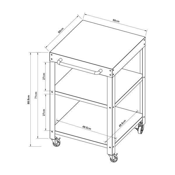 Wózek do serwowania na zewnątrz Bolognano stal 81x50x50 cm [casa.pro]