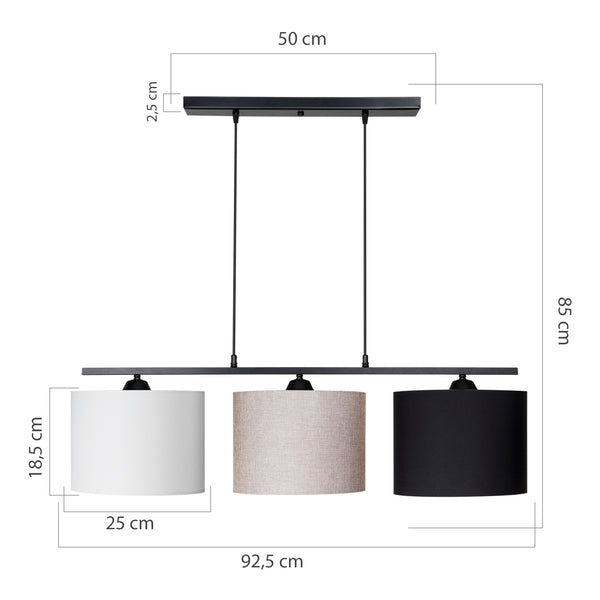 Lampa wisząca Horsham 3xE27 metal w różnych kolorach [lux.pro]