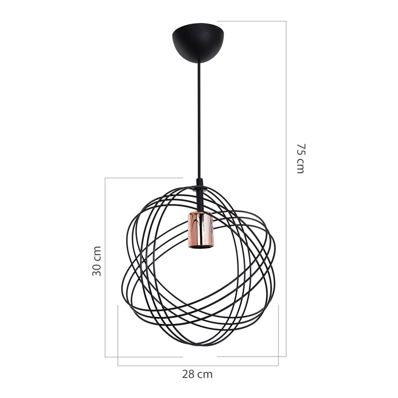 Szkic wymiarowy Lampa wisząca Hove E27 metalowa w różnych kolorach [lux.pro]